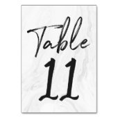 Modern White Marble Script | Tischnummer-Karte 11 Tischnummer (Vorderseite)