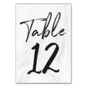 Modern White Marble Script | Tischnummer-Karte 12 Tischnummer (Vorderseite)
