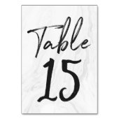 Modern White Marble Script | Tischnummer-Karte 15 Tischnummer (Rückseite)