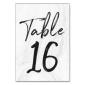 Modern White Marble Script | Tischnummer-Karte 16 Tischnummer (Rückseite)