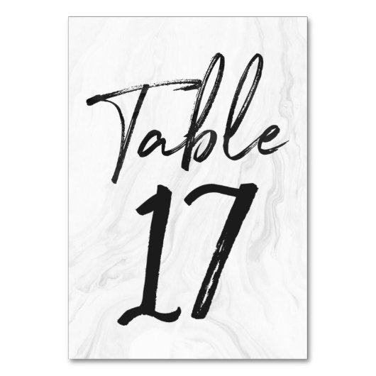Modern White Marble Script | Tischnummer-Karte 17 Tischnummer (Rückseite)
