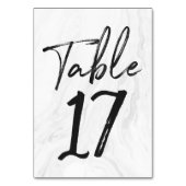 Modern White Marble Script | Tischnummer-Karte 17 Tischnummer (Vorderseite)