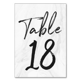 Modern White Marble Script | Tischnummer-Karte 18 Tischnummer