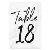 Modern White Marble Script | Tischnummer-Karte 18 Tischnummer (Vorderseite)