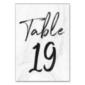 Modern White Marble Script | Tischnummer-Karte 19 Tischnummer (Vorderseite)