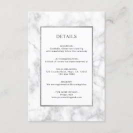 Modern White Marble Wedding Details Umschließkarte Begleitkarte