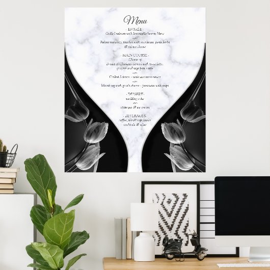 Modern White - Marbour Black Abstrakt Menu Poster (Heimbüro)