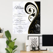 Modern White - Marbour Black Abstrakt Menu Poster (Heimbüro)