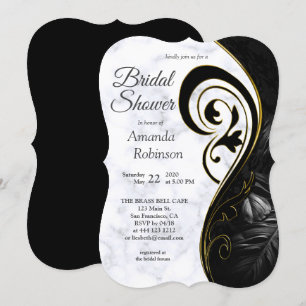 Modern White - Marmorschwarz Abstrakt Einladung