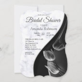 Modern White - Marmorschwarz Abstrakt Einladung (Vorderseite)