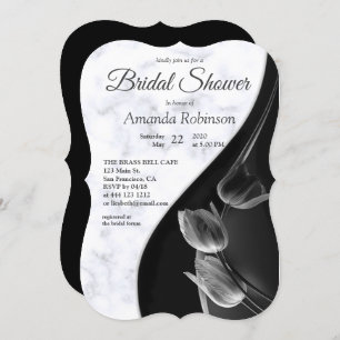 Modern White - Marmorschwarz Abstrakt Einladung