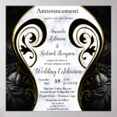 Modern White - Marmorschwarz Abstrakt Poster (Vorne)