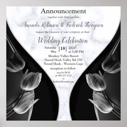 Modern White - Marmorschwarz Abstrakt Poster (Vorne)