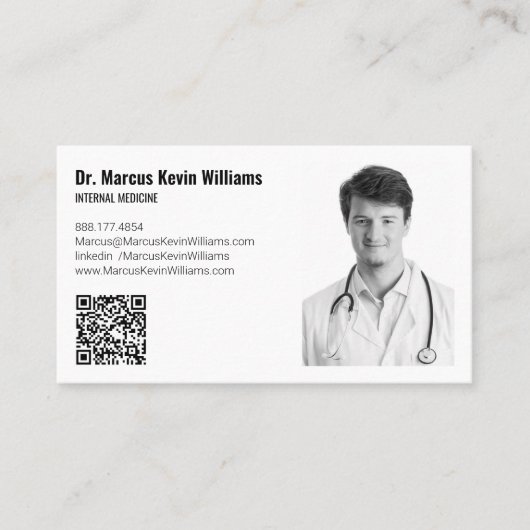 Modern White Minimalist Medical Doctor Horizontal Visitenkarte (Vorderseite)