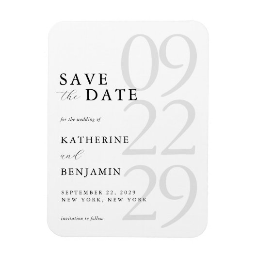 Modern White Minimalist Wedding Save the Date Magnet (Vertikal)