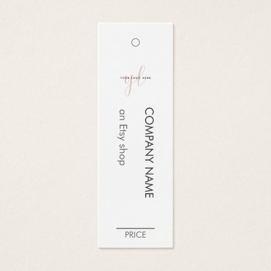 Modern White Minimalistisch Business Logo Preis-Ta (Vorderseite)