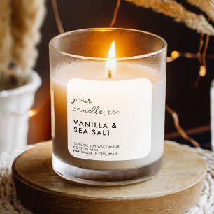 Modern White Minimalistisch Candle Label Quadratischer Aufkleber