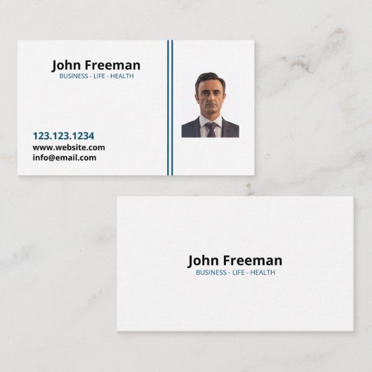 Modern White mit Blue Lines Insurance Agent Visitenkarte (Vorne/Hinten)