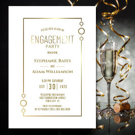 Modern White mit Gold Frame Engagement Party Einladung