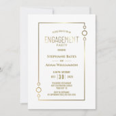 Modern White mit Gold Frame Engagement Party Einladung (Vorderseite)