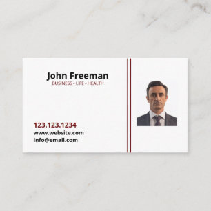 Modern White mit Red Lines Insurance Agent Visitenkarte