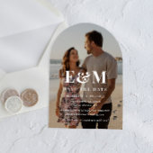 Modern White Monogram Arch Foto Save the Date Acryleinladungen