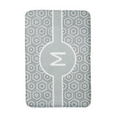 Modern White Monogram on Gray Geometric Badematte (Vorderseite Vertikal)