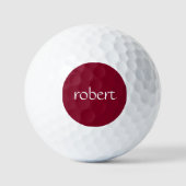 Modern White Name | Trendy Burgundy Golfball (Vorderseite)