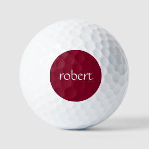Modern White Name   Trendy Burgundy Golfball