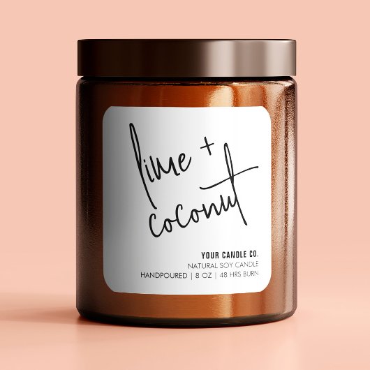 Modern White Natural Candle / Soap Product Label Quadratischer Aufkleber