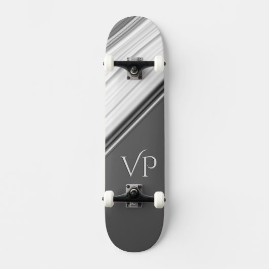 Modern White on Gray Personal Skateboard (Vorderseite)