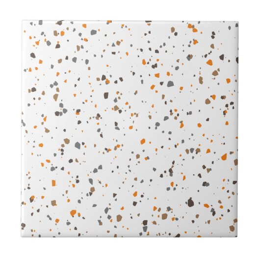 Modern White Orange Brown Terrazzo Fliese (Vorderseite)