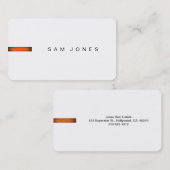 Modern White Orange Business Card Visitenkarte (Vorne/Hinten)