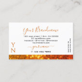 Modern White Orange Gold Sparkon Glitzer Monogram Visitenkarte (Rückseite)