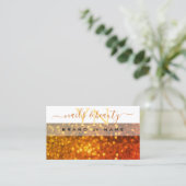Modern White Orange Gold Sparkon Glitzer Monogram Visitenkarte (Stehend Vorderseite)