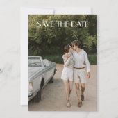 Modern White Overlay Art Deco Two Photo Wedding Save The Date (Vorderseite)