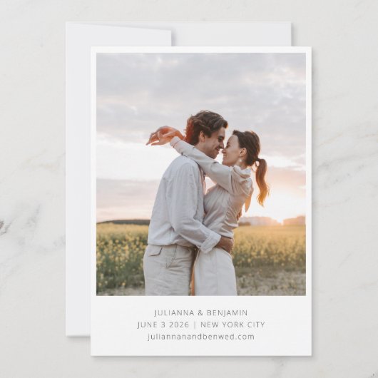 Modern White Overlay Art Deco Two Photo Wedding Save The Date (Rückseite)
