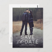 Modern White Overlay Full Foto Save the Date Postkarte (Vorne/Hinten)