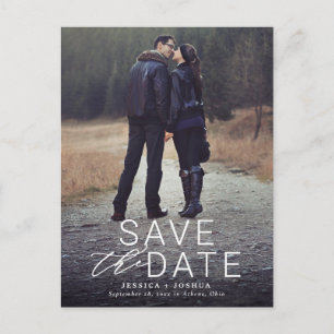 Modern White Overlay Full Foto Save the Date Postkarte