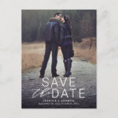 Modern White Overlay Full Foto Save the Date Postkarte (Vorderseite)