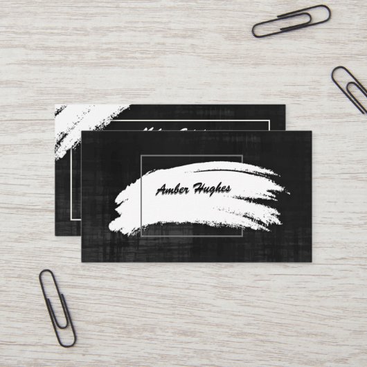Modern White Paint Brush Stroke Business Card Visitenkarte (Vorderseite/Rückseite Beispiel)