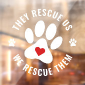 Modern White Paw Print Red Heart Pet Lover Fensteraufkleber (Blatt 2)