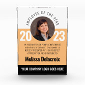 Modern White Peach Black Employee of Year Award Fotoblock (Vorderseite)
