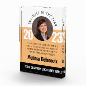 Modern White Peach Black Employee of Year Award Fotoblock (Rechts)