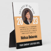 Modern White Peach Black Employee of Year Award Fotoplatte (Seite)