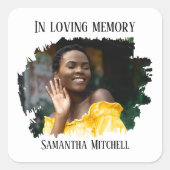 Modern White Photo Funeral Quadratischer Aufkleber (Vorderseite)