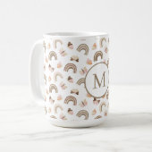 Modern White &pink Butterflies Rainbow Pattern  Kaffeetasse (Vorderseite Links)