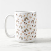 Modern White &pink Butterflies Rainbow Pattern  Kaffeetasse (Links)
