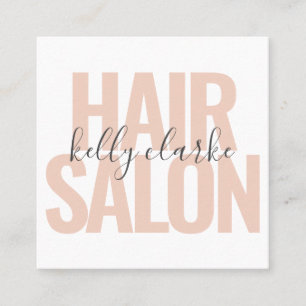 Modern White Pink Haar Salon Skriptname Quadratische Visitenkarte