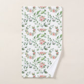 Modern White & Pink Rose Laurels Badhandtuch Set (Handtuch)